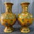 Art Deco Mid 20th Century Monumental Pair of Yellow Cloisonné Enamel Dragon Vases For Sale - Image 3 of 6
