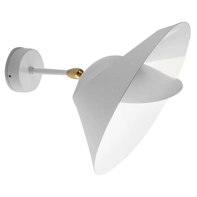 Gold Mid-Century Modern White Saturn Wall Lamp from Serge Mouille For Sale - Image 8 of 8