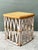 Sand Vintage Rattan and Wood Equipale Stool For Sale - Image 8 of 12