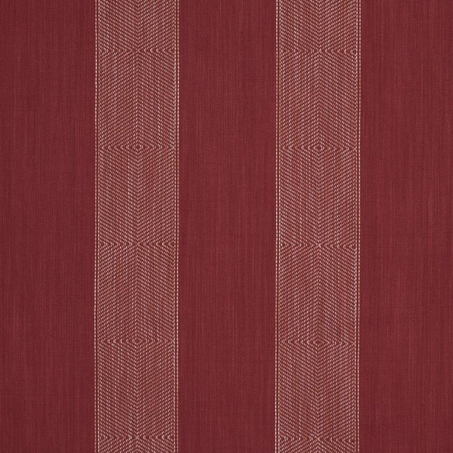 Sample - Schumacher Universal Stripe Fabric In Ruby For Sale
