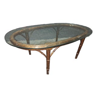 1940's Hollywood Regency Faux Tortoise/ Bamboo Form Coffee/ Cocktail Table For Sale