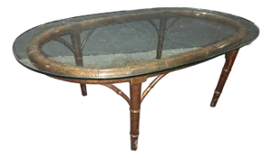 1940's Hollywood Regency Faux Tortoise/ Bamboo Form Coffee/ Cocktail Table