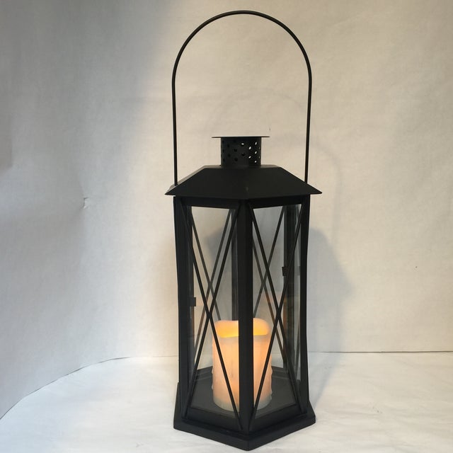 Black Metal Electric Candle Lantern Chairish