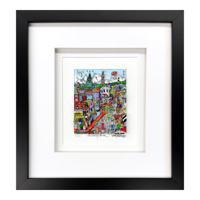 Charles Fazzino, Strolling P-Town, Hand Signed 3d Mixed Media, 13 X 12.25 In. Framed, 2008 For Sale