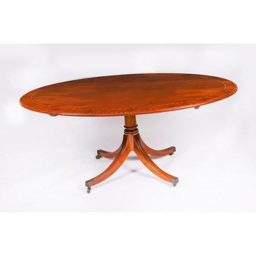 Vintage Oval Mahogany Tilt Top Dining Table by William Tillman, 1980s For Sale - Image 4 of 18