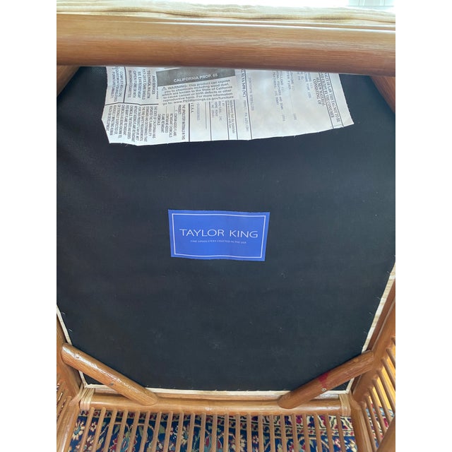 Pencil Rattan Chairs Schumacher Santa Monica Ikat Fabric For Sale - Image 10 of 13