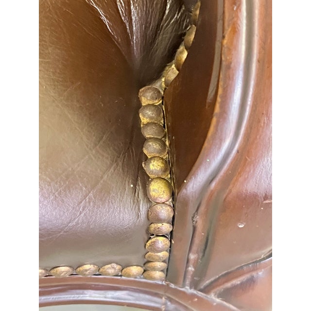 Vintage Ralph Lauren–Style Leather Club Chair With Nailhead Trim For Sale - Image 14 of 18