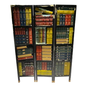 Faux-Bookshelf 3 Panel Folding Screen Manner of Maitland-Smith