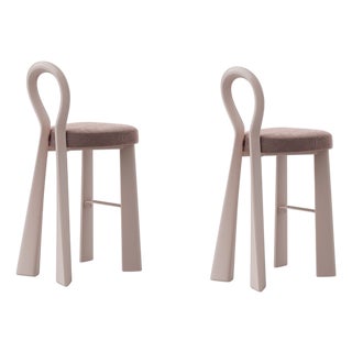 Mary III Bar Chairs in Wood by Ottiu, Set of 2 For Sale