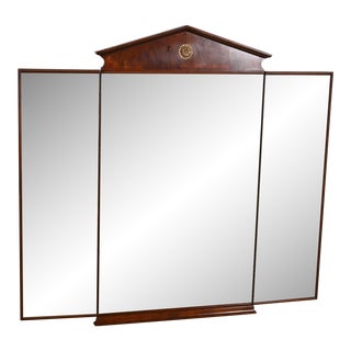 Ethan Allen Neoclassical Cherry Wood Tri-Fold Mirror For Sale