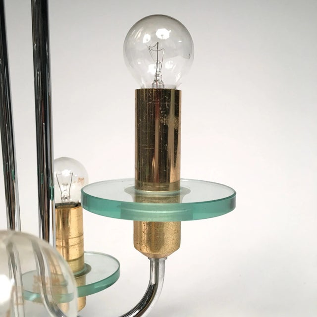 Gaetano Sciolari Mid-Century Modern Chrome, Glass & Brass Chandelier by Gaetano Sciolari For Sale - Image 4 of 9