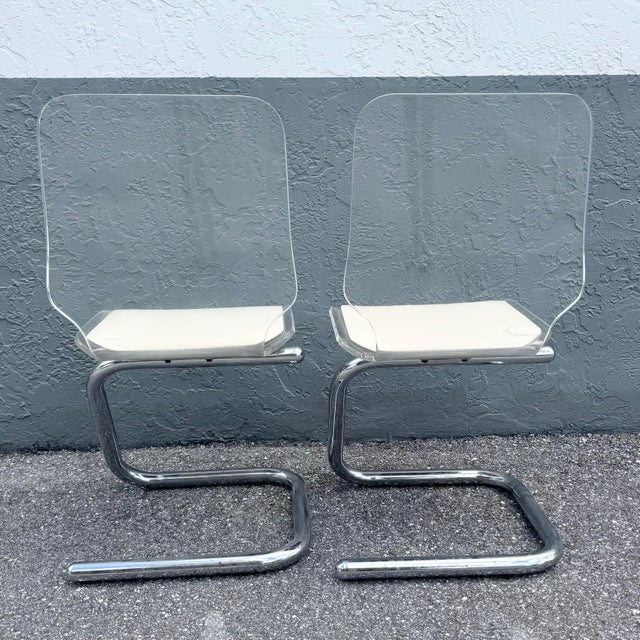 Mid 20th Century Mid Century Modern Chrome and Lucite Dining Chairs by Hill Manufacturing - Set of 4 For Sale - Image 5 of 12