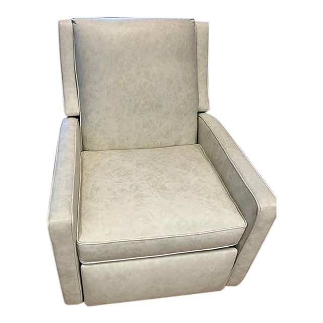Norwalk Stephanie Swivel Reclining Chair in Light Gray Leather For Sale