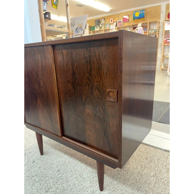 Mid-Century Modern 1970s Vintage Imported Mid Century Danish Modern Rosewood Toned Cabinet For Sale - Image 3 of 8
