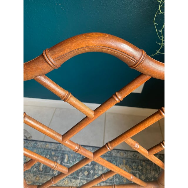 Set of 4 Vintage Faux Bamboo Chippendale Style Armchairs For Sale - Image 9 of 10