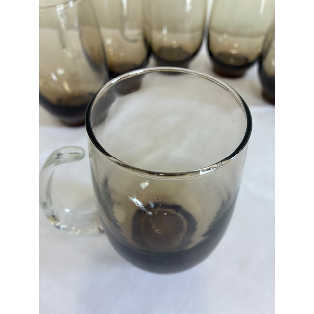 1970s Mid-Century Modern Libbey “Tempo” Smoked Ombre Glass Mugs – Set of 6 For Sale - Image 10 of 11