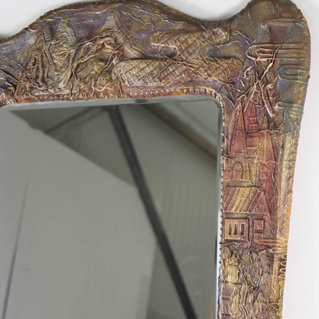 Large Leather Mirror, 1970s For Sale - Image 14 of 16