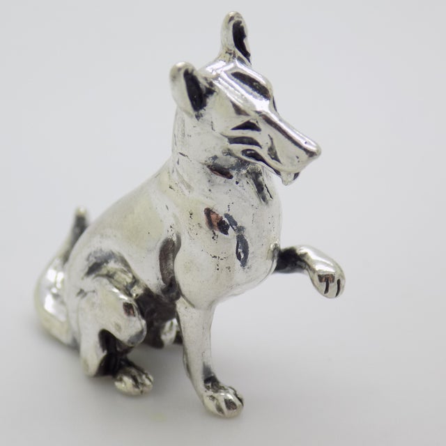 1970s Vintage Italian Handmade Genuine Sterling Silver 925 German Shepherd Dog Figurine, Made in Tuscany (Arezzo, Italy) For Sale - Image 5 of 9