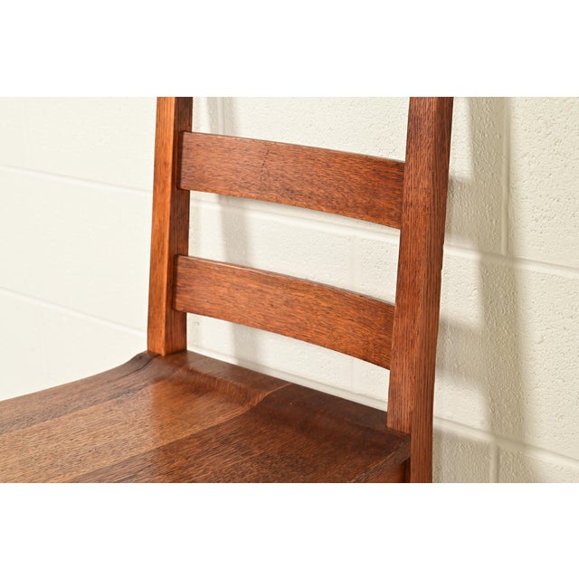 L. & J. G. Stickley Antique Mission Oak Arts & Crafts Ladder Back Desk Chair or Side Chair, Circa 1910 For Sale - Image 9 of 14