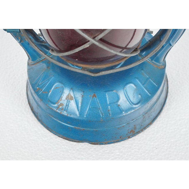 Blue Vintage Dietz Monarch Hot Blast Kerosene Lanterns - a Pair For Sale - Image 8 of 10