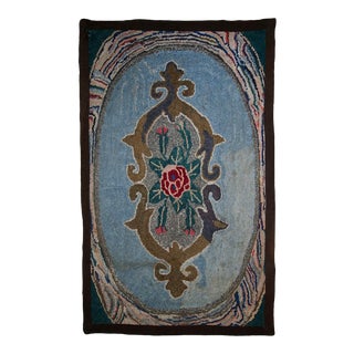 1900s Handmade Antique American Hooked Rug 2' X 3' For Sale
