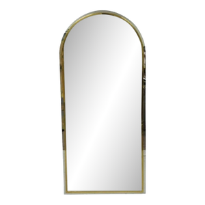 Late 20th Century Italian Modernist Maison Jansen Style Steel Brass Chrome Arch Wall Mirror