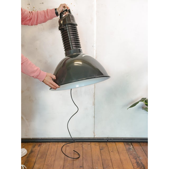 HDK Black Enamel and Black Cast Aluminum Factory Pendant Light from Philips, Holland, 1950s For Sale - Image 14 of 14