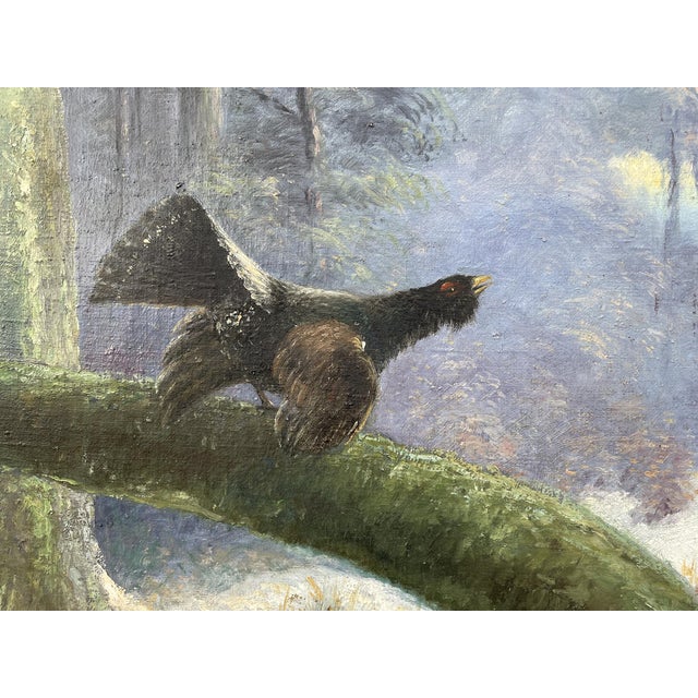 Capercaillie in a Winter Landscape, 1910, Oil Painting on Canvas, Framed For Sale - Image 6 of 16