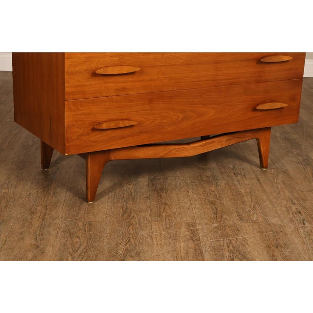 Wood Mid Century Modern Walnut Tall Chest of Drawers For Sale - Image 7 of 18