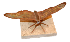 Mid-Century Modern Fine Art Sculpture Shaped Butterfly in Copper Terracotta Tile
