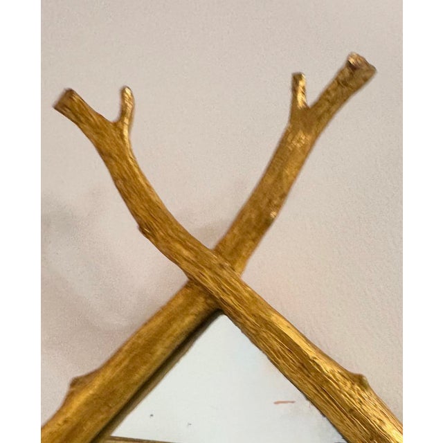 Late 20th Century Gold Leaf 23.5 X 46" Twig Mirror For Sale - Image 5 of 14