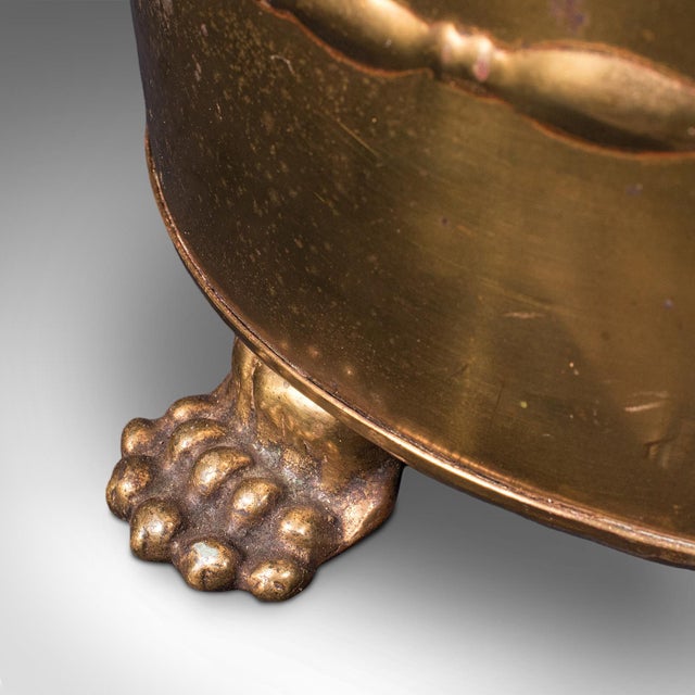 Antique Coal Bin, English, Brass, Fireside Log Store, Kindling Basket, Edwardian For Sale - Image 11 of 12