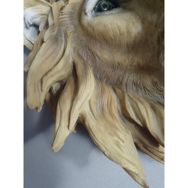 Beige Resin Epoxy Wall Lion Head For Sale - Image 8 of 9
