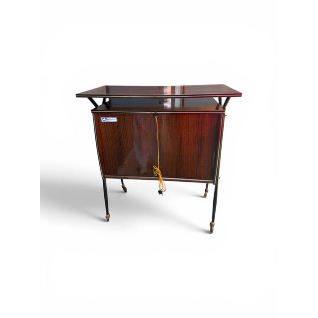 1950s Italian Mid-Century Modern Inlaid Portable Bar Cabinet on Wheels For Sale In Los Angeles - Image 6 of 8