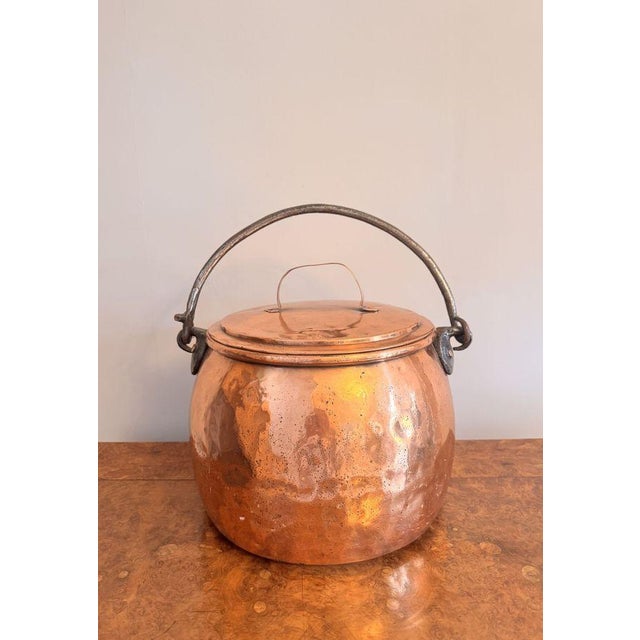 Metal Large Antique George III Copper Lidded Pot, 1800s For Sale - Image 7 of 7
