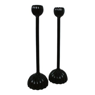 Tall Art Deco/Modern Lucite Votive Candleholders/Pair For Sale