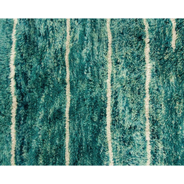 Ombre Striped Hand-Knotted Moroccan Wool Rug | 10'1" X 6'7" | One of a Kind For Sale - Image 4 of 8