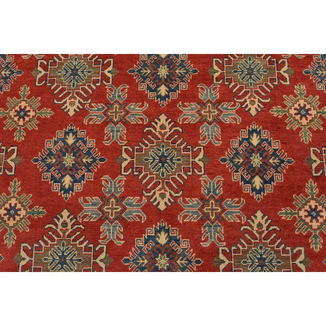 Kazak Rug 9’2” X 11’9” Red Wool Tribal Hand-Knotted Oriental Carpet For Sale In Philadelphia - Image 6 of 15