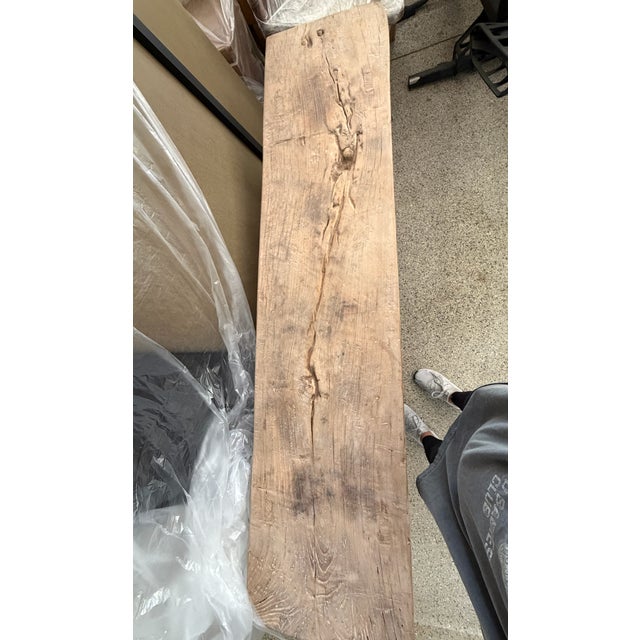 Reclaimed Elm Console Table With Lower Shelf For Sale - Image 4 of 4