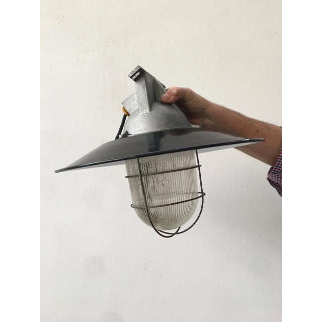 Black Vintage Black Metal Lamps with Iron Frames, Set of 3 For Sale - Image 8 of 10