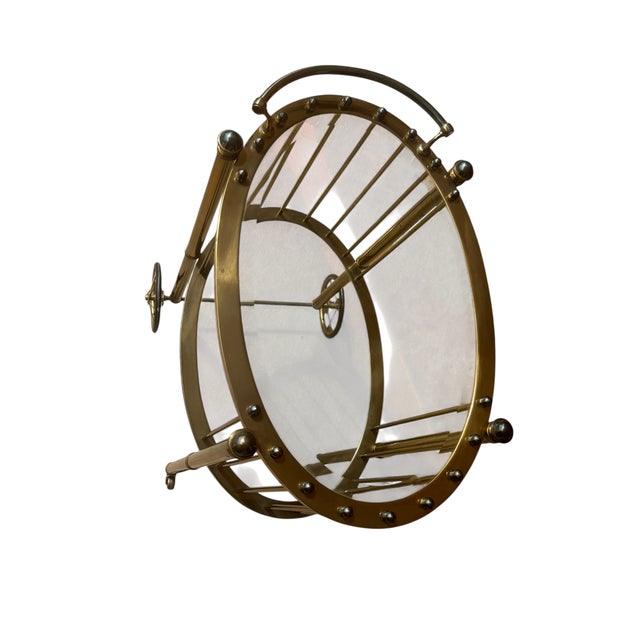 Metal 1950's French Maison Baguès Brass & Glass Two Tier Bar Cart, Attributed For Sale - Image 7 of 10