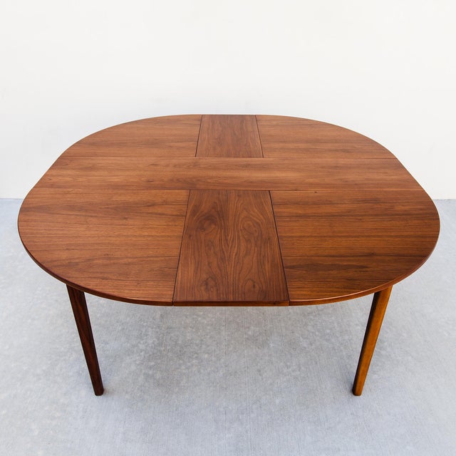 Wood 1960s Uncommon Danish Modern Two-Way Walnut Expandable Dining Table For Sale - Image 7 of 15