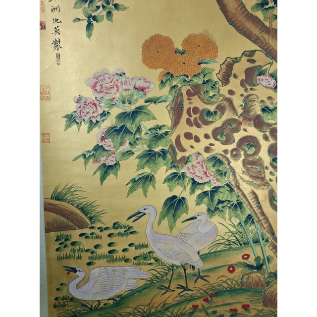 Gold Chinese Huaniao Scroll For Sale - Image 8 of 10