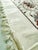 Textile Vintage Hand Printed Indian Cotton Banquet Tablecloth With Jacquard Floral Damask & Fringe For Sale - Image 7 of 10