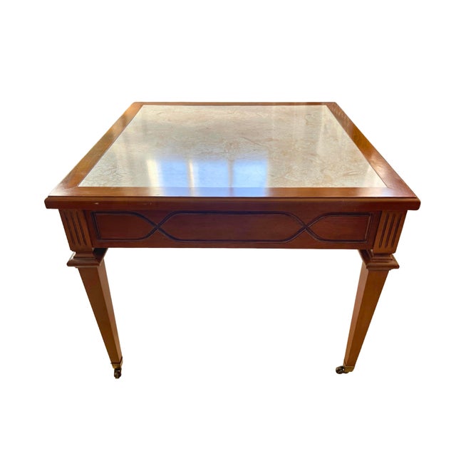 Mersman Mid 20th Century Mersman Marble Top Walnut End Tables For Sale - Image 4 of 8