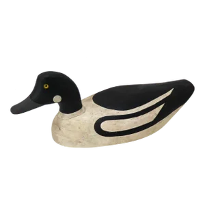 Vintage Hand Carved & Hand Painted Pine Wood Duck Decoy From Maine