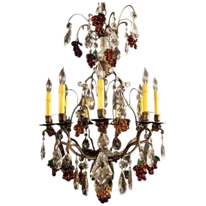 Dark Bronze 9 Lights Chandelier With Crystals and Glass