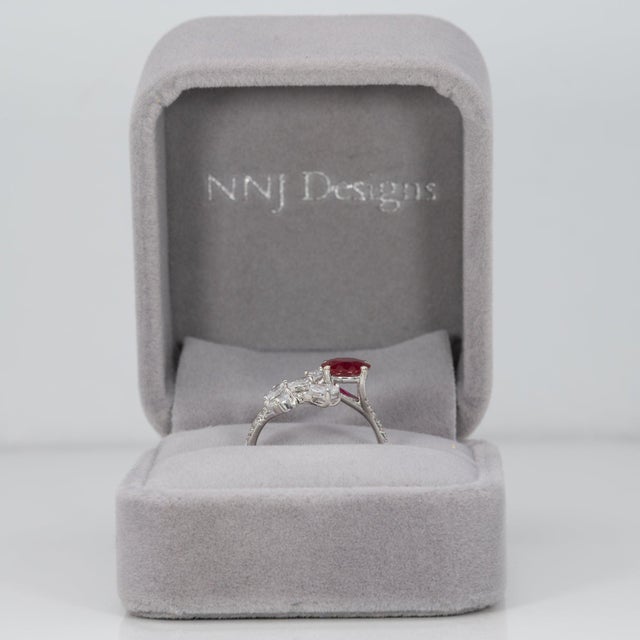 2020s Gia Certified Mozambique Ruby Ring With Lab Grown Diamonds: Solid 14k Gold, Size 6.75 For Sale - Image 5 of 10