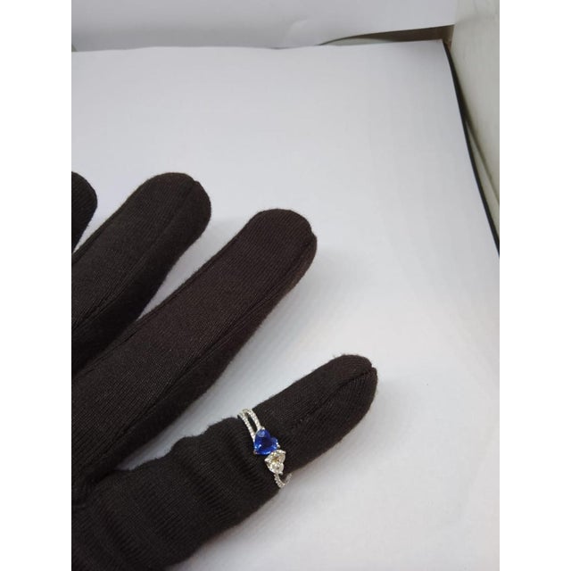 Blue 18k Gold Cocktail Ring With 0.83ct Color Stone & 0.51ct Fancy Diamonds For Sale - Image 8 of 8
