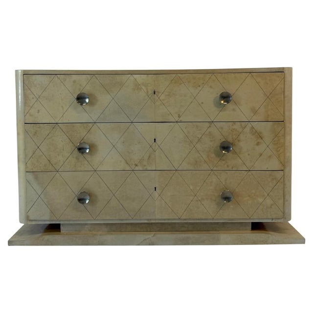 Belgian Art Deco Engraved Parchment Chest of Drawers, Late 1940s For Sale - Image 16 of 16